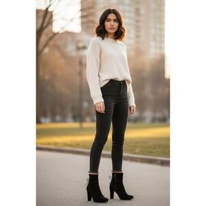 Circus By Sam Edelman Janet Womens Bootie 8 Black Suede Side Zip Block Heel Boot